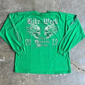 Y2K green bike week long sleeve graphic t shirt